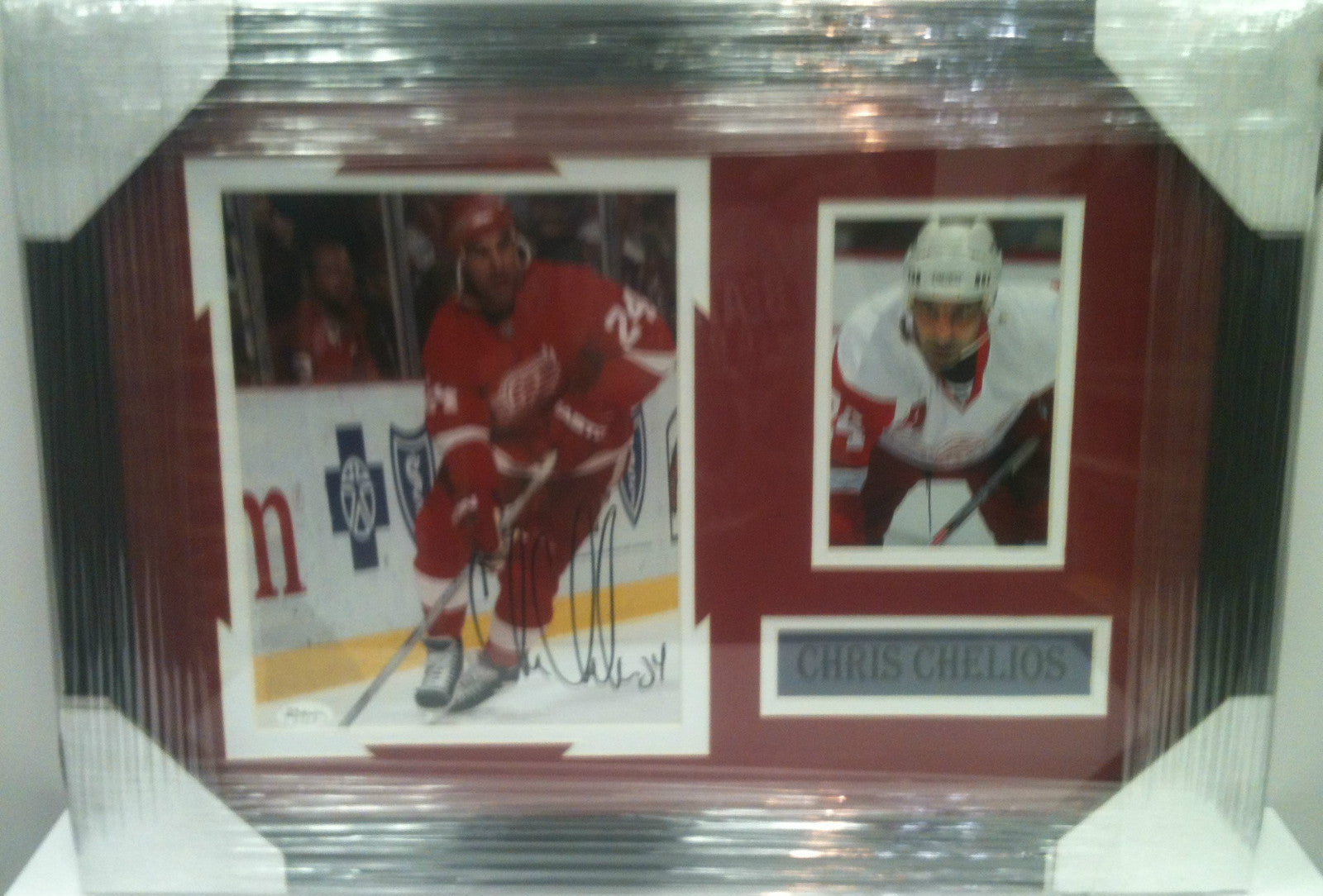 Framed Signed Detroit Redwings Chris Chelios 8X10 Photo Collage Jsa Soa