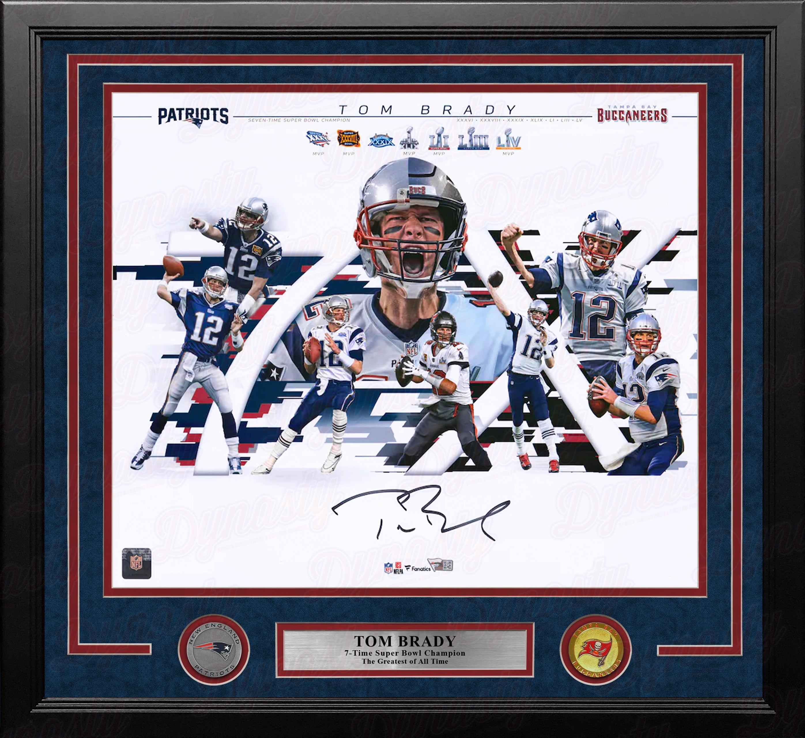 Tom Brady New England Patriots & Tampa Bay Buccaneers Autographed 16" x 20" Framed Collage Photo