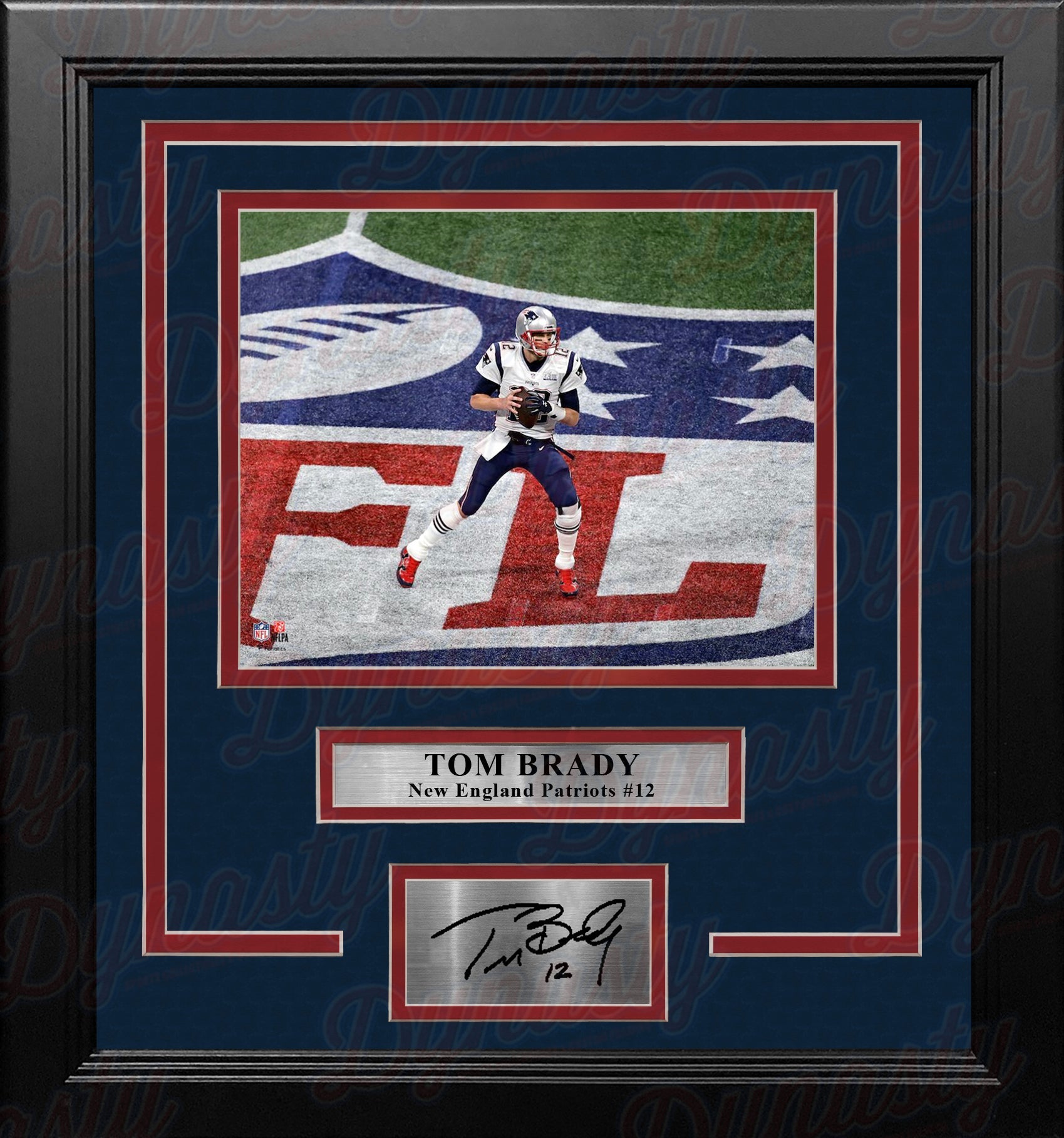 Tom Brady in Action New England Patriots 8" x 10" Framed Football Photo with Engraved Autograph