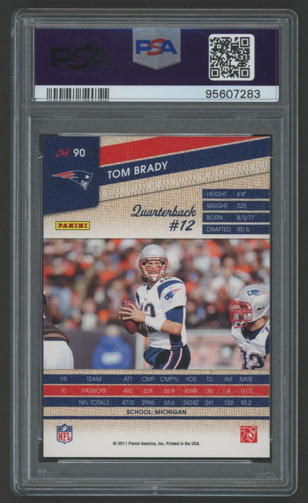 Tom Brady Signed Panini Threads Sample #90 (PSA 9 | Autograph Graded 10)
