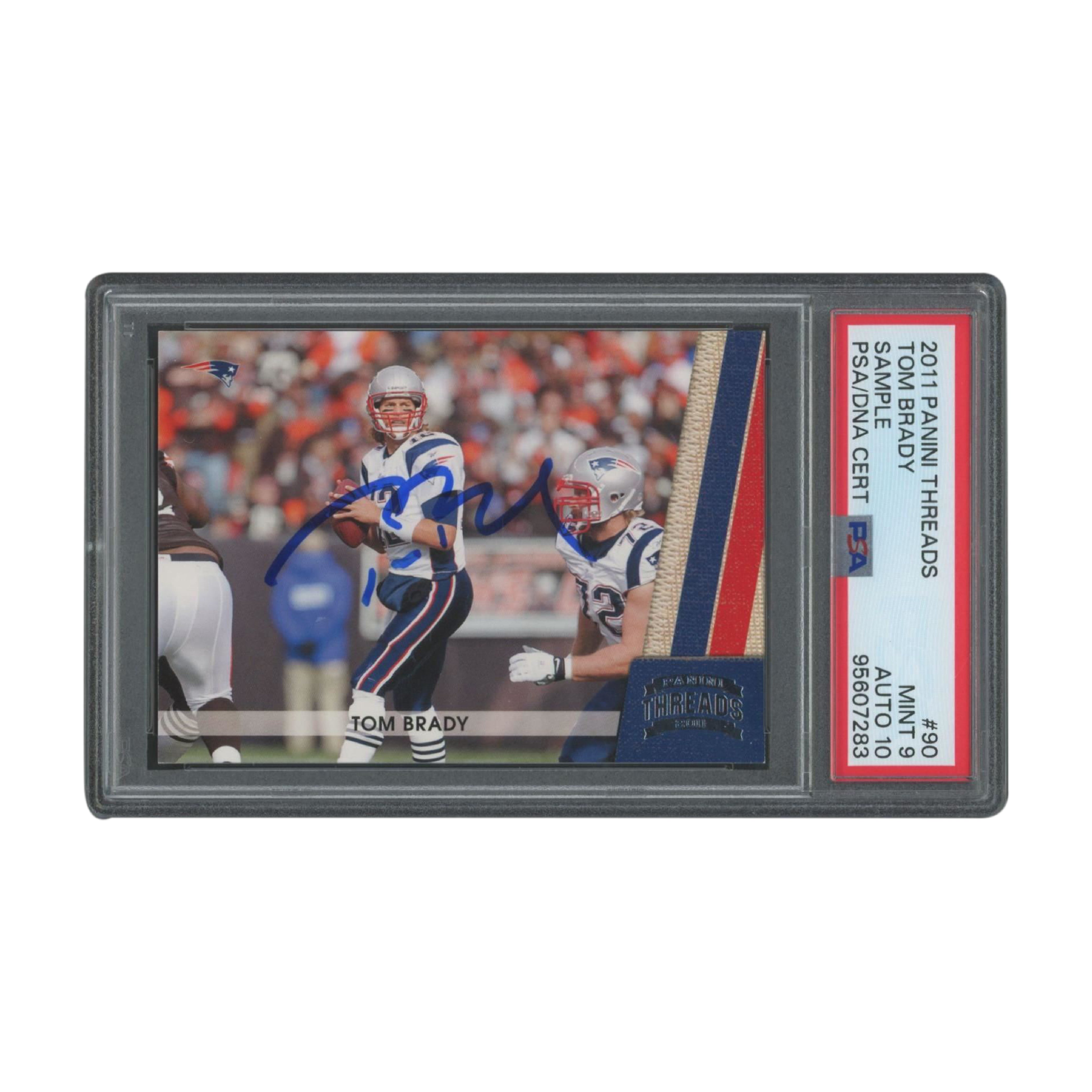 Tom Brady Signed Panini Threads Sample #90 (PSA 9 | Autograph Graded 10)