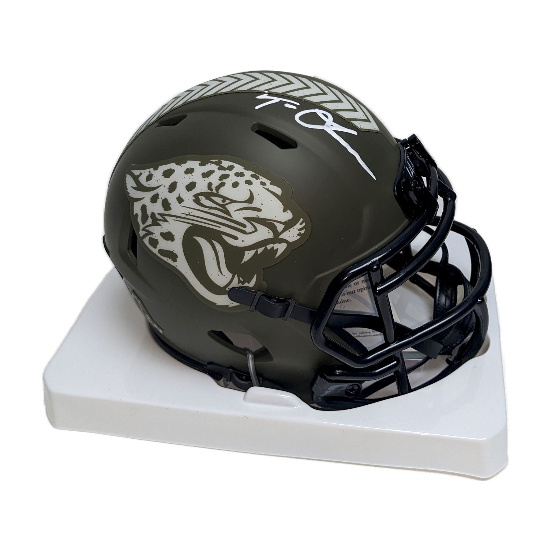 Trevor Lawrence Autographed Jaguars Salute To Service Mini Helmet - PSA