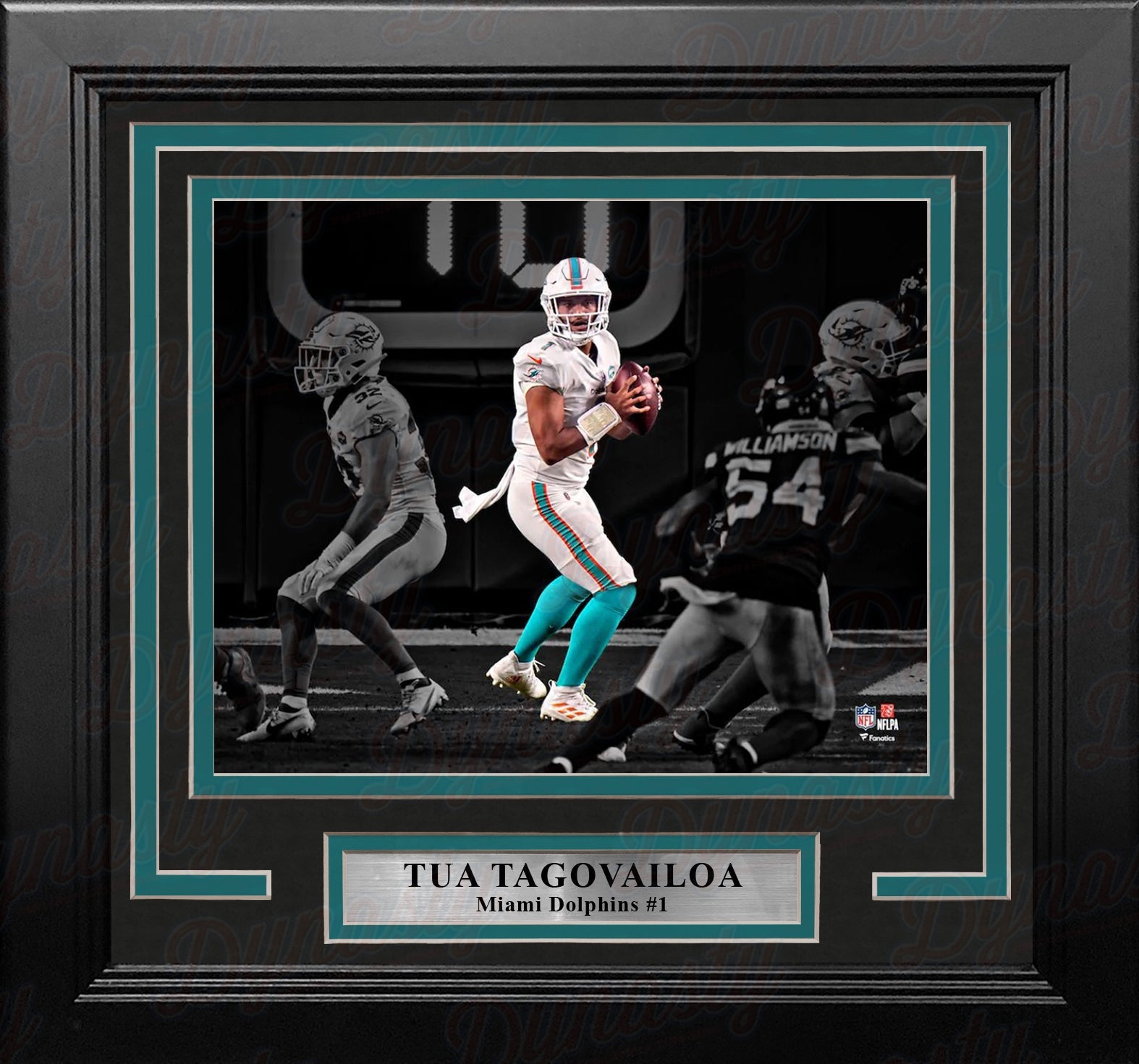 Tua Tagovailoa in Action Miami Dolphins 8" x 10" Framed Blackout Football Photo