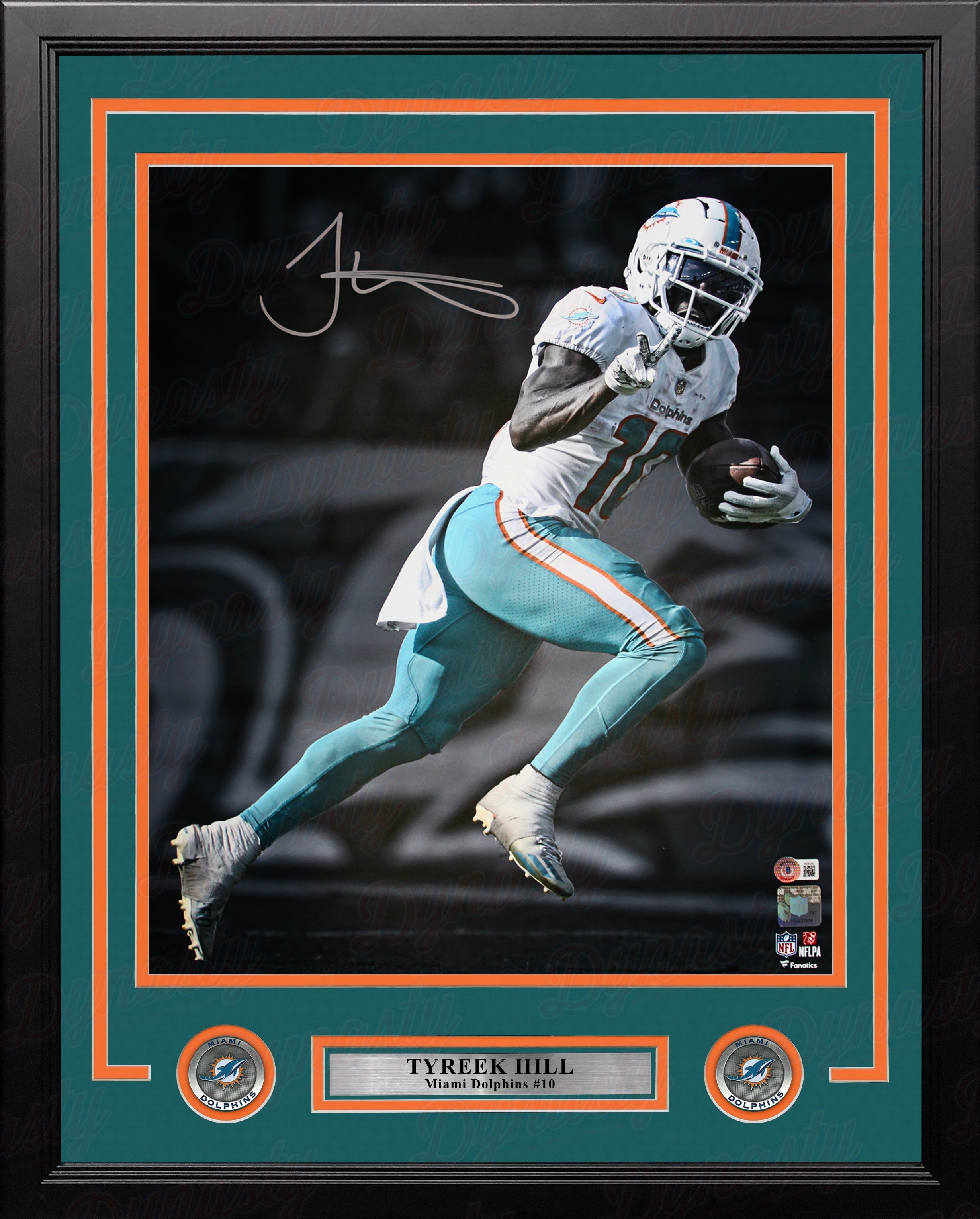 Tyreek Hill Blackout Action Miami Dolphins Autographed 16" x 20" Framed Football Photo