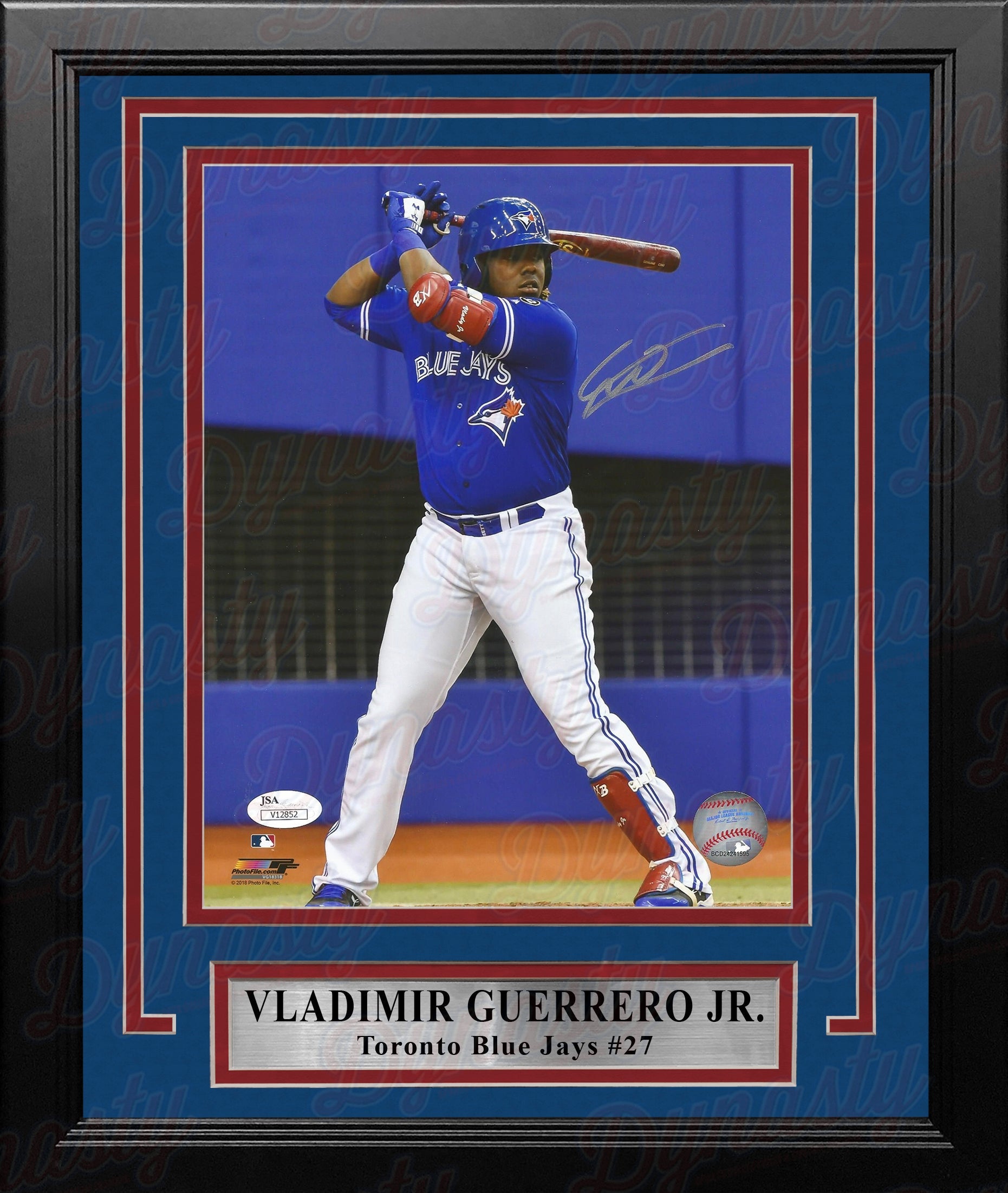 Vladimir Guerrero, Jr. At-Bat Toronto Blue Jays Autographed Framed Baseball Photo