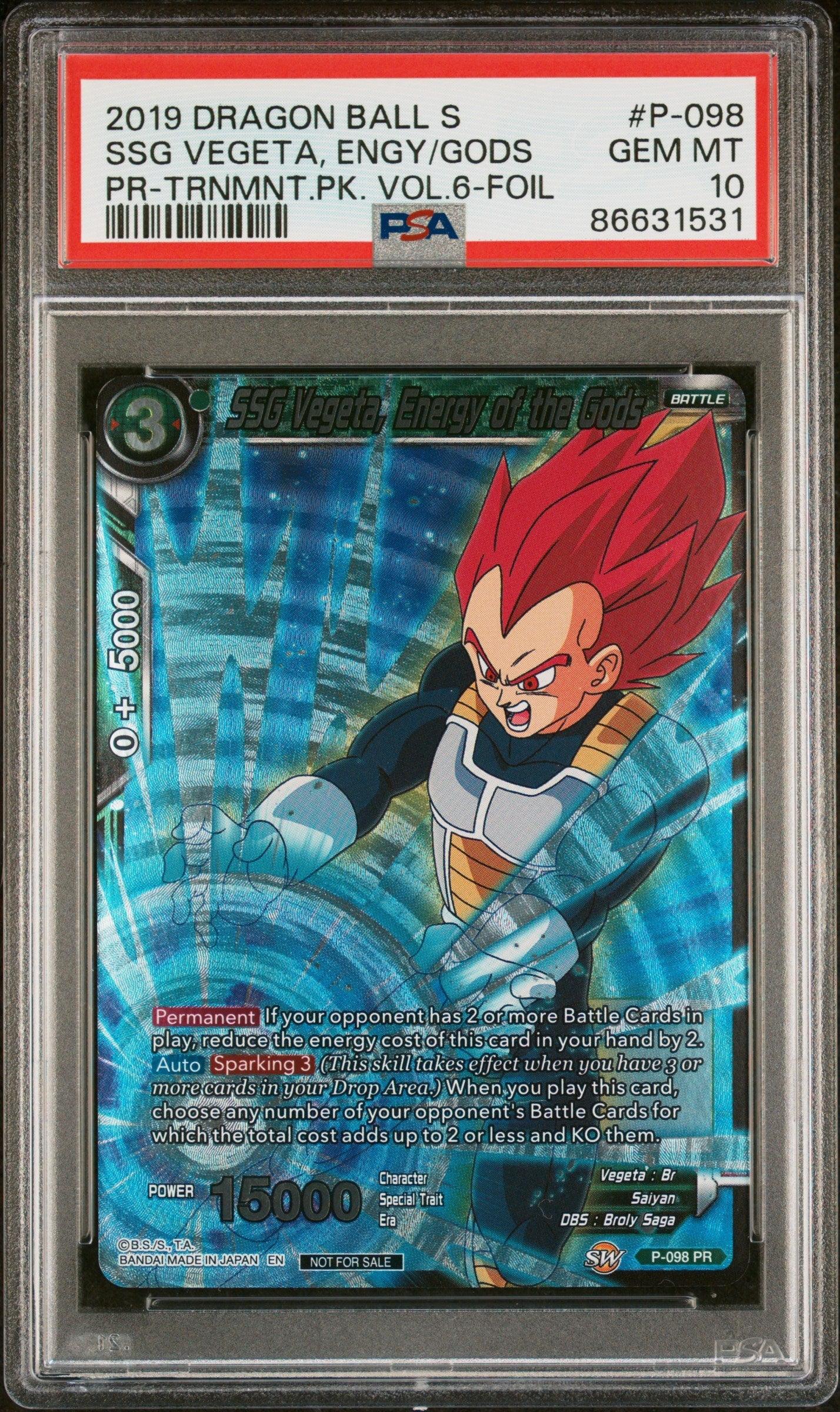 2019 DRAGON BALL SUPER OFFICIAL SSG VEGETA, ENGY/GODS #P-098 PSA 10