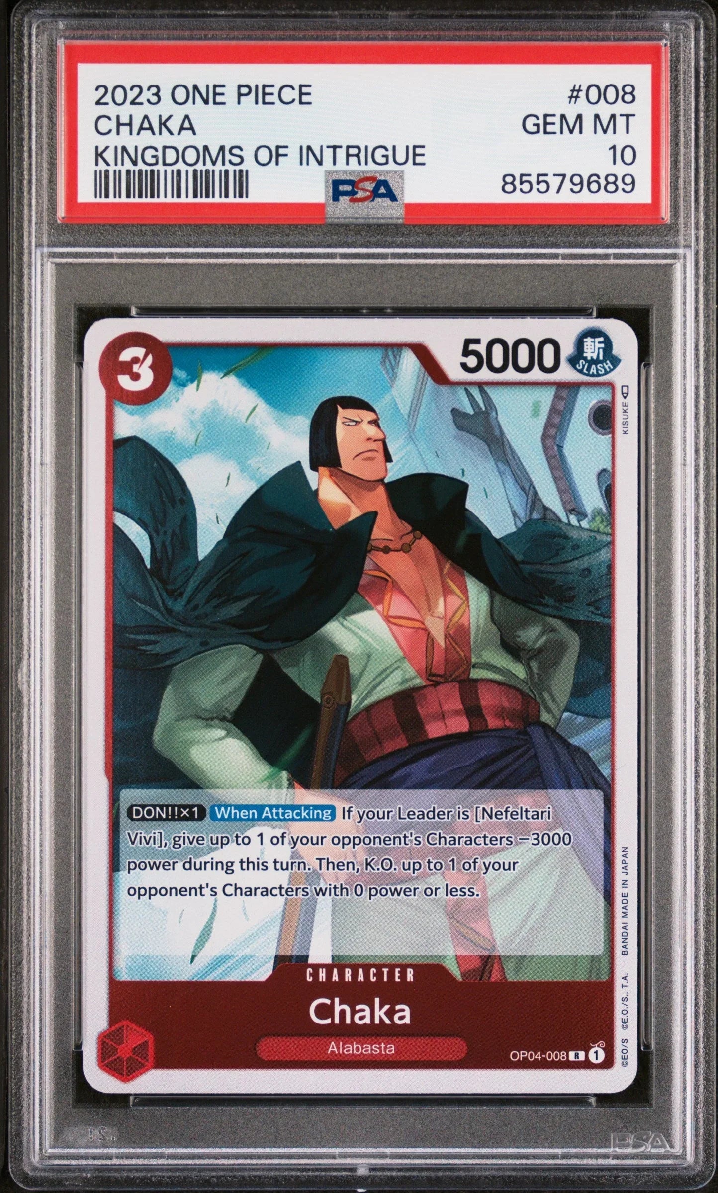 2023 ONE PIECE KINGDOMS OF INTRIGUE CHAKA #8 - PSA GEM MT 10