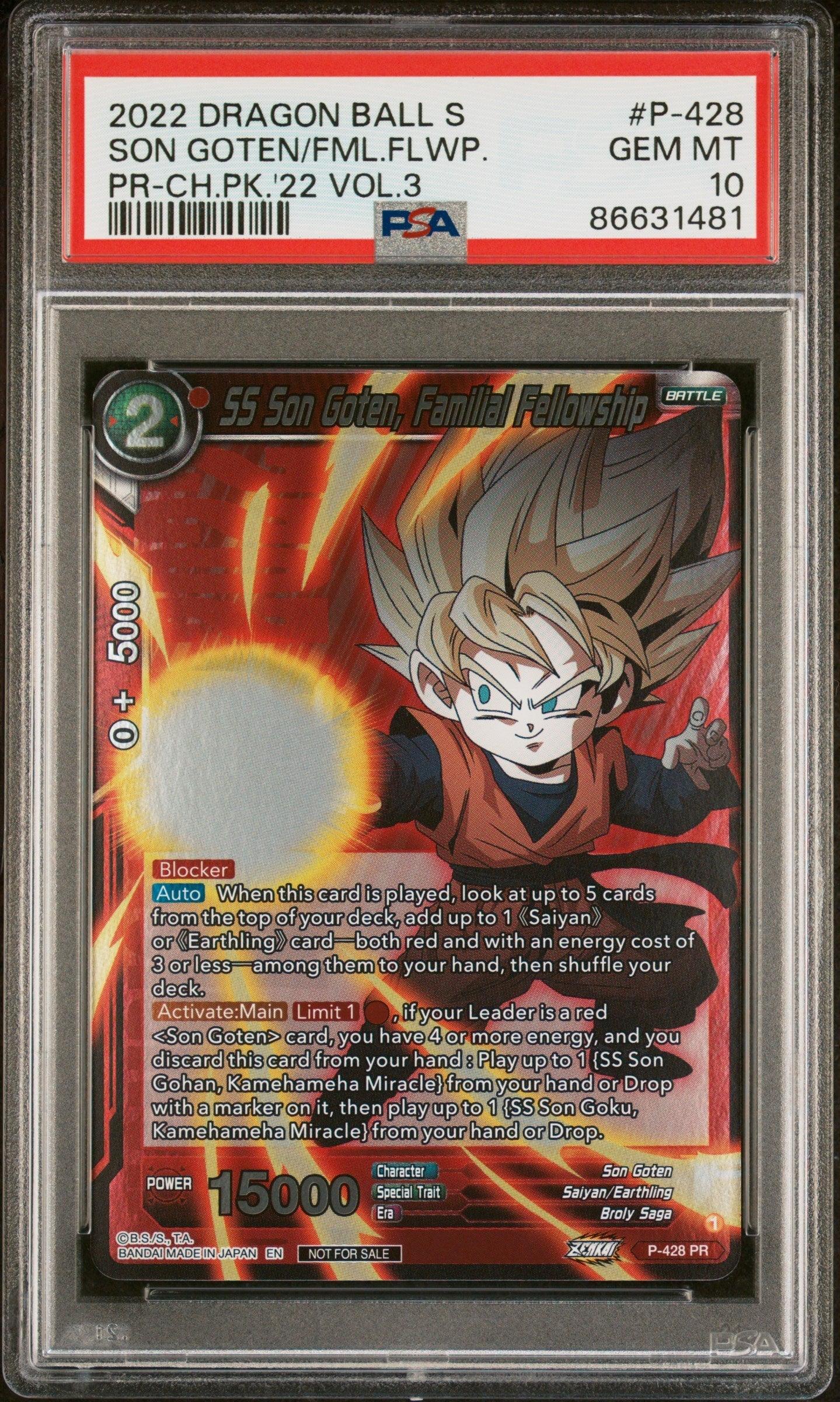 2022 DRAGON BALL SUPER SON GOTEN/FML.FLWP. #P-428 - PSA 10