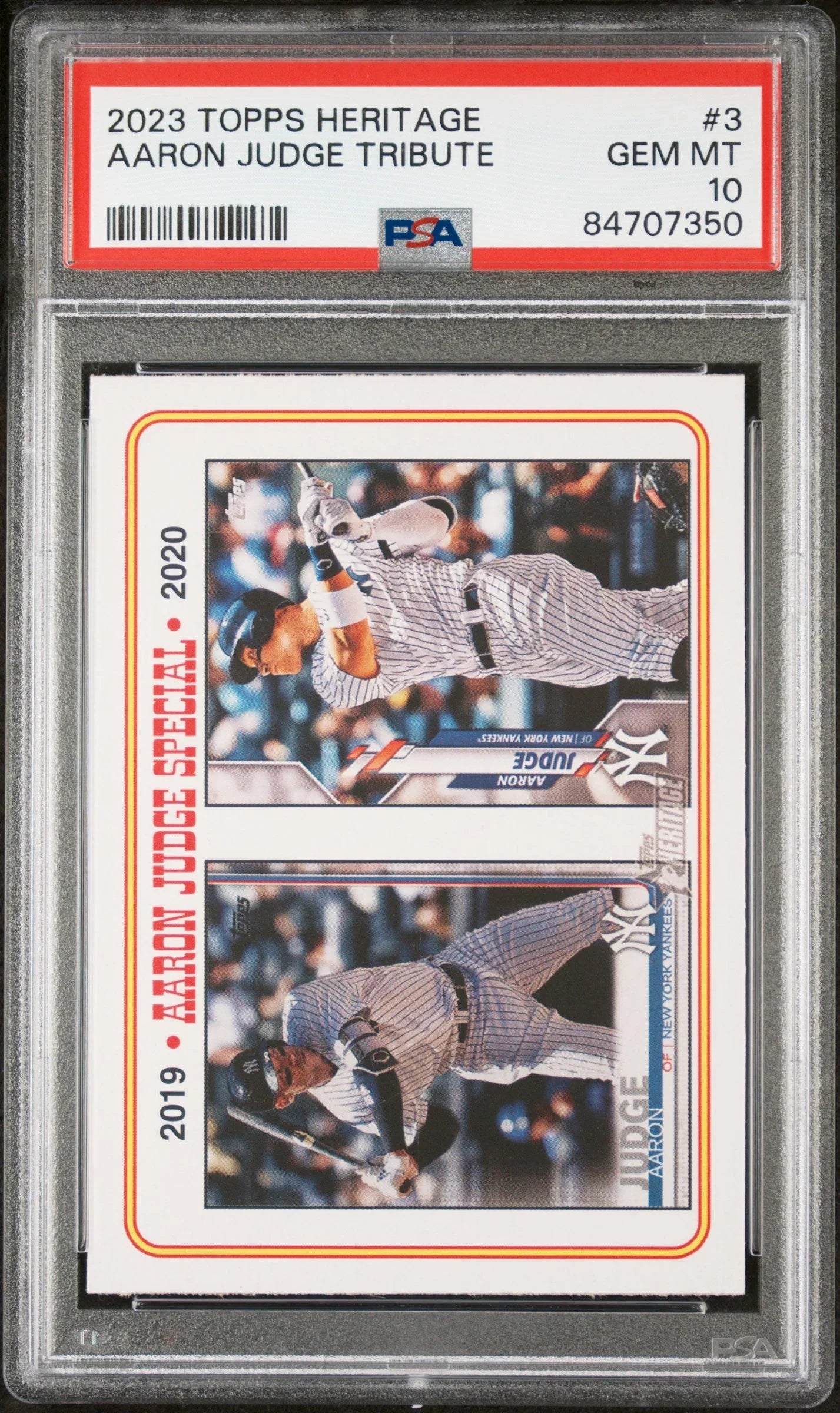2023 TOPPS HERITAGE AARON JUDGE TRIBUTE #3 - PSA 10