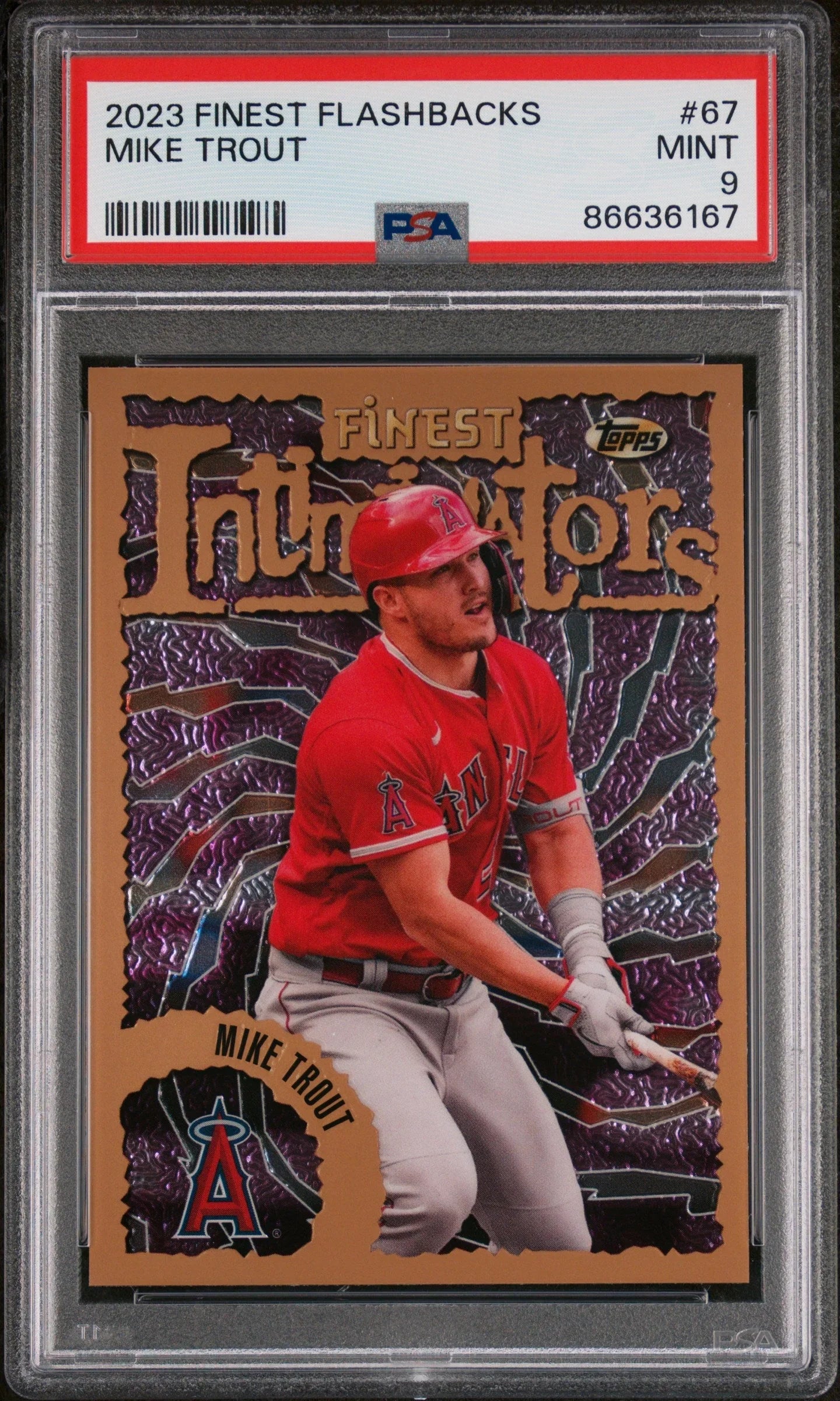 2023 TOPPS FINEST FLASHBACKS MIKE TROUT #67 - PSA 9
