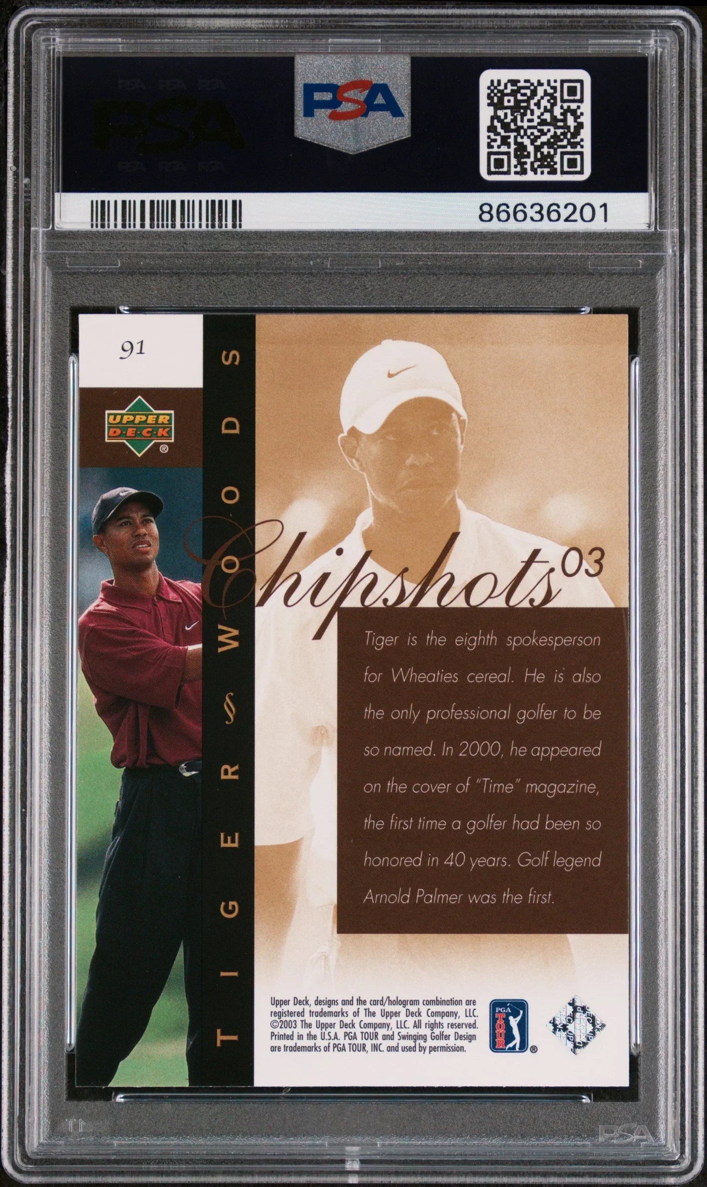 2003 UPPER DECK GOLF TIGER WOODS #91 - PSA 10