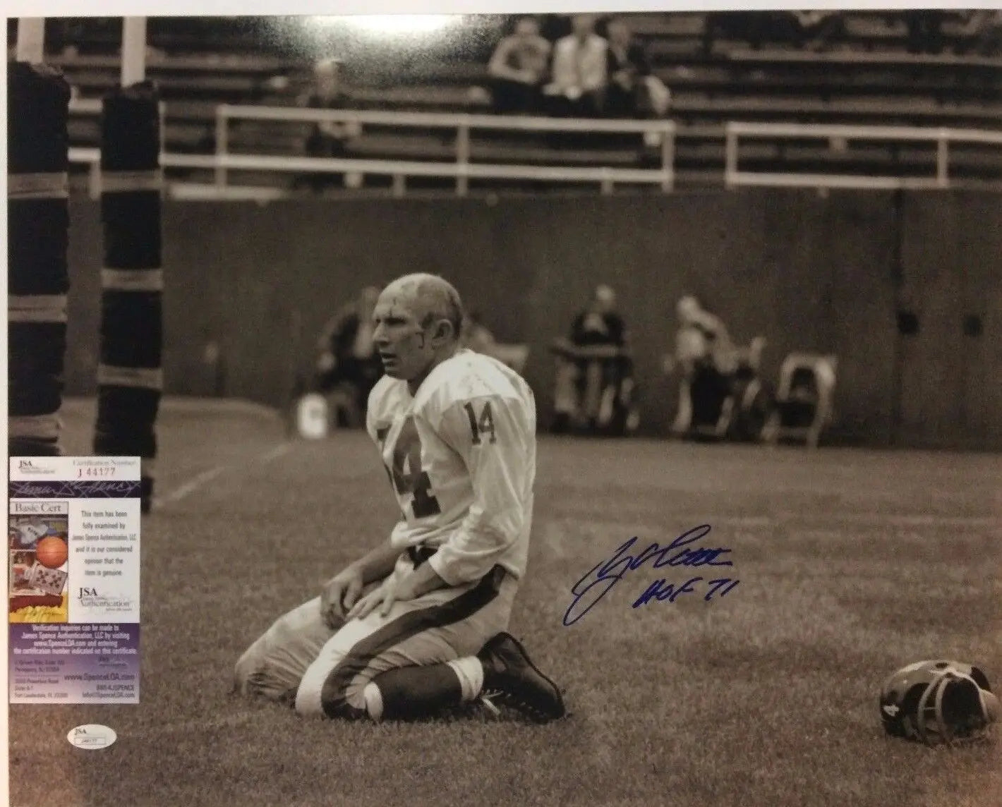 Y.A. Tittle Autographed Signed Inscribed N.Y. Giants 16X20 Photo Jsa Coa