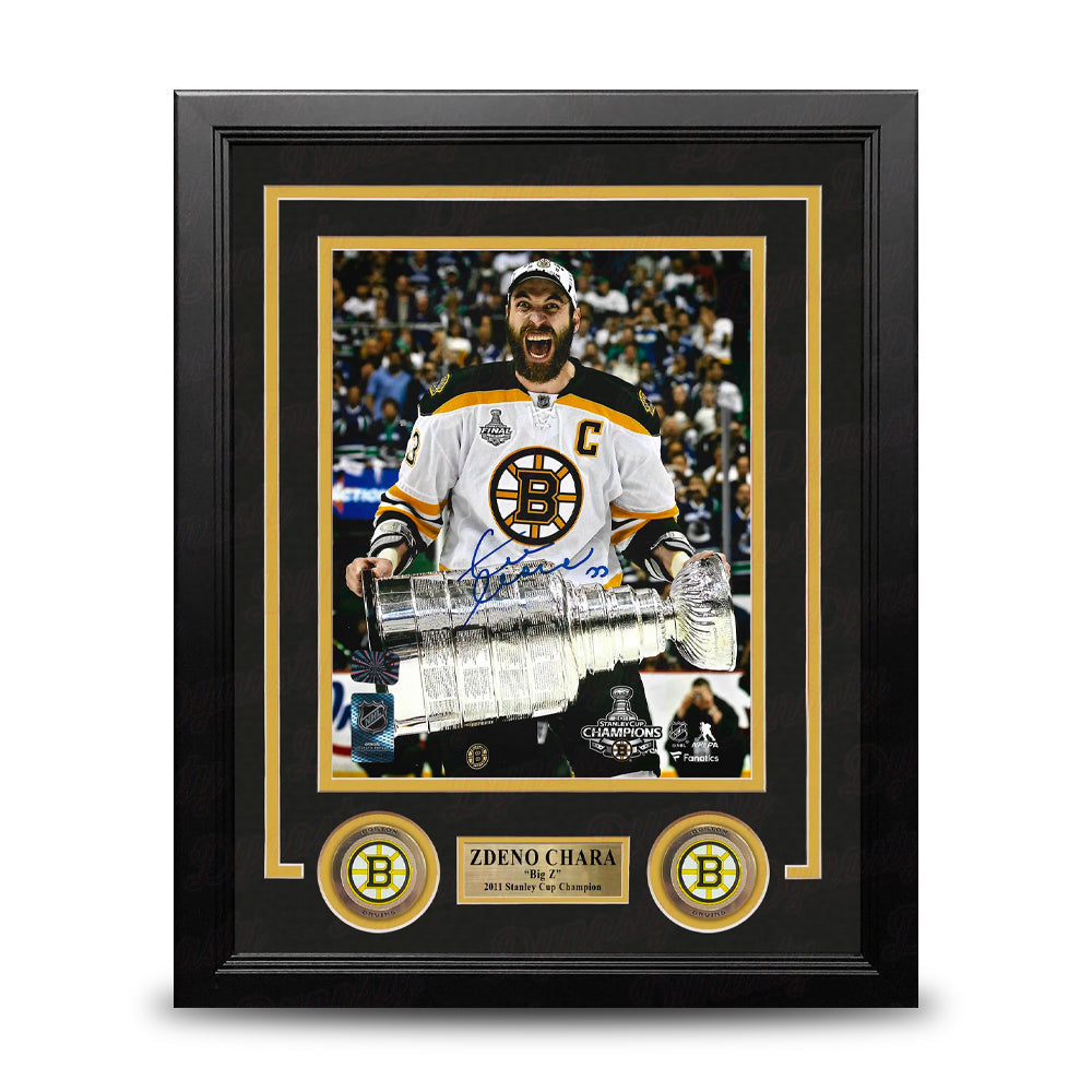 Zdeno Chara 2011 Stanley Cup Boston Bruins Autographed 8" x 10" Framed Hockey Photo