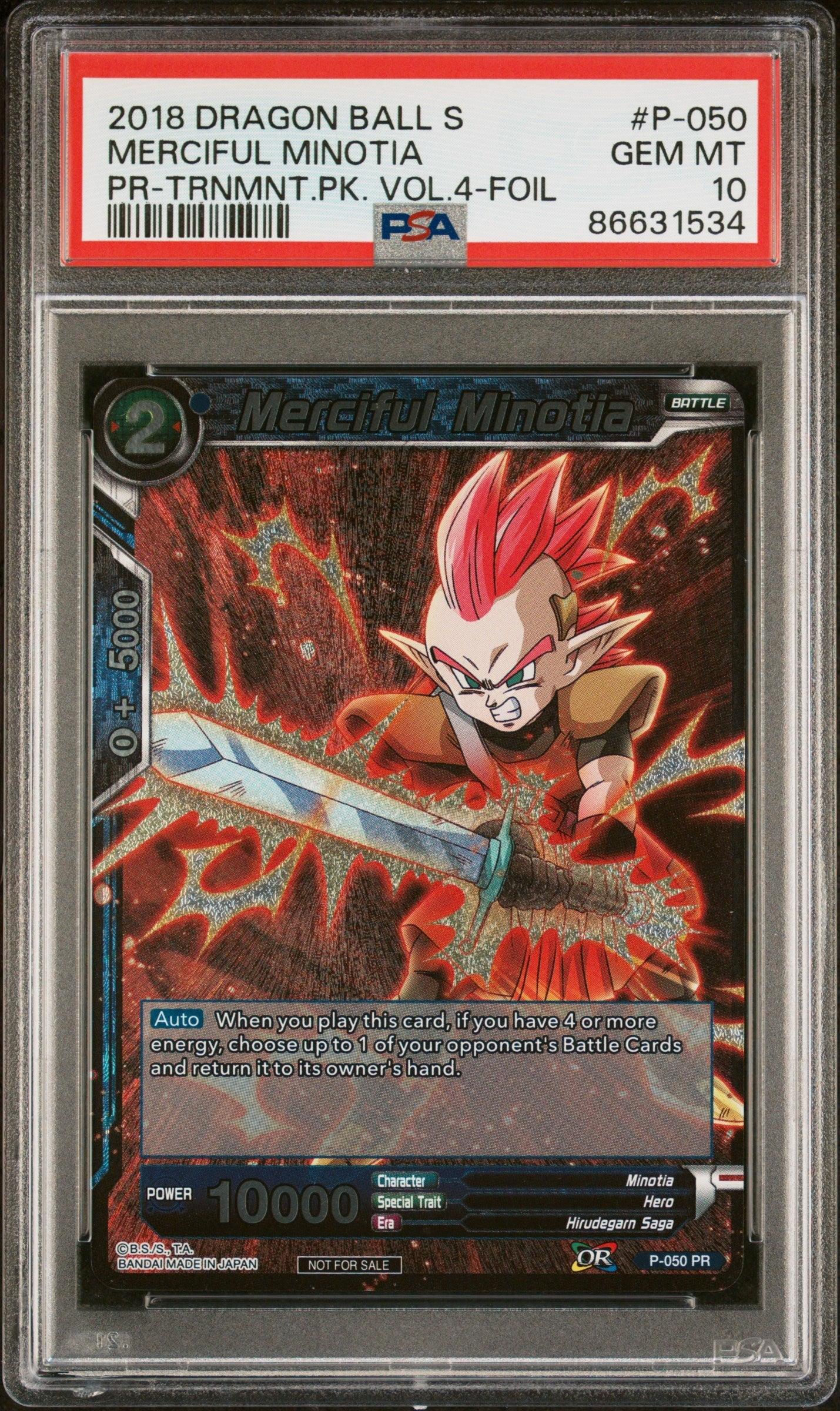 2018 DRAGON BALL SUPER MERCIFUL MINOTIA #P-050 - PSA 10