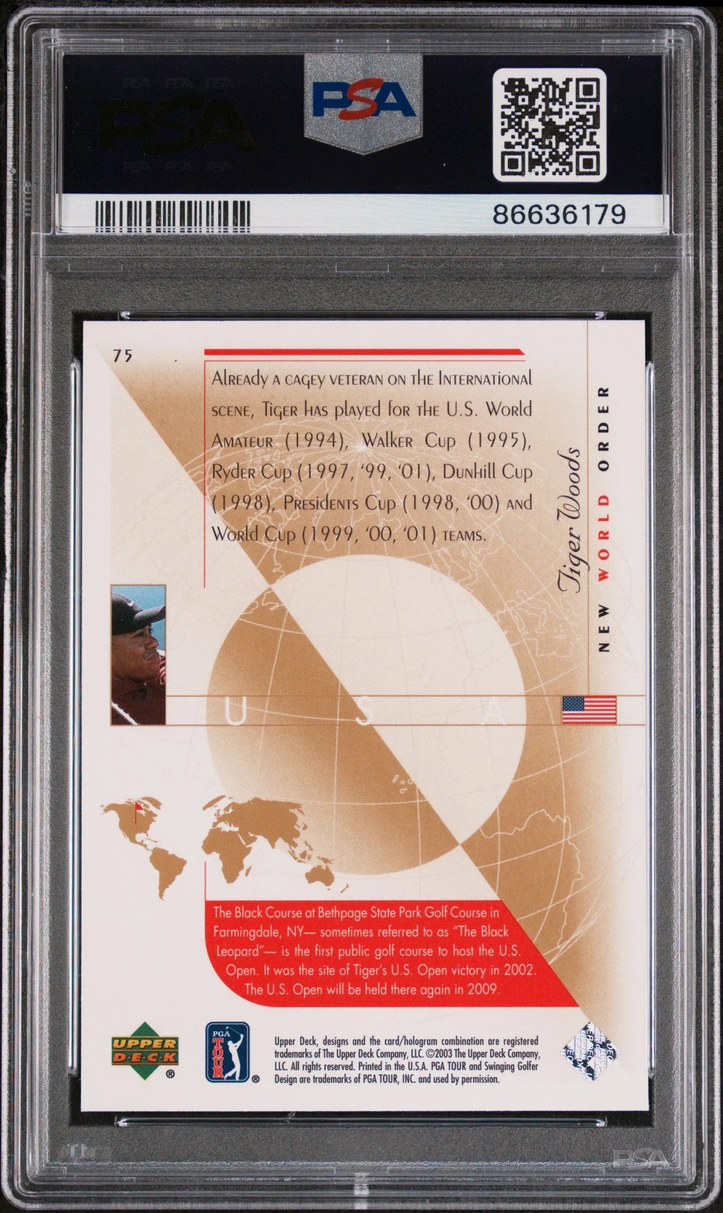 2003 UPPER DECK GOLF TIGER WOODS #75 - PSA 9