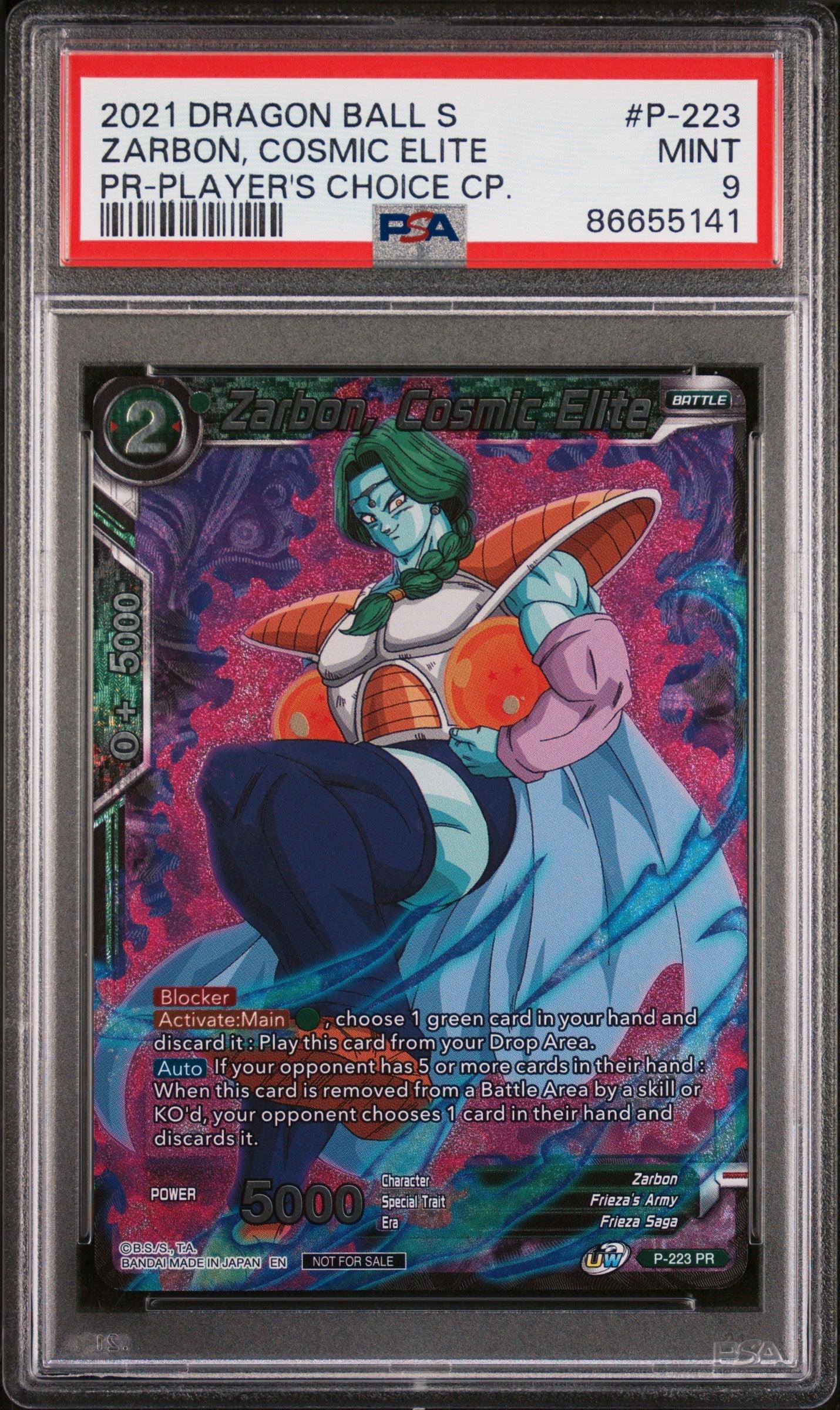 2021 DRAGON BALL SUPER ZARBON, COSMIC ELITE #P-223 - PSA 9
