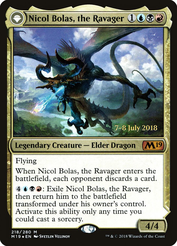 Nicol Bolas, the Ravager // Nicol Bolas, the Arisen (PRE-218S) - Core Set 2019 Promos: (originpwdfc) Foil