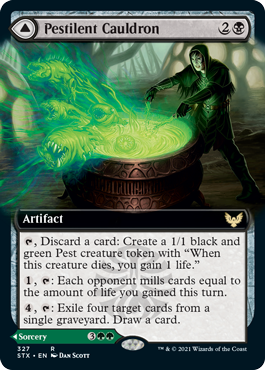 Pestilent Cauldron // Restorative Burst (STX-327) - Strixhaven: School of Mages: (Extended Art)