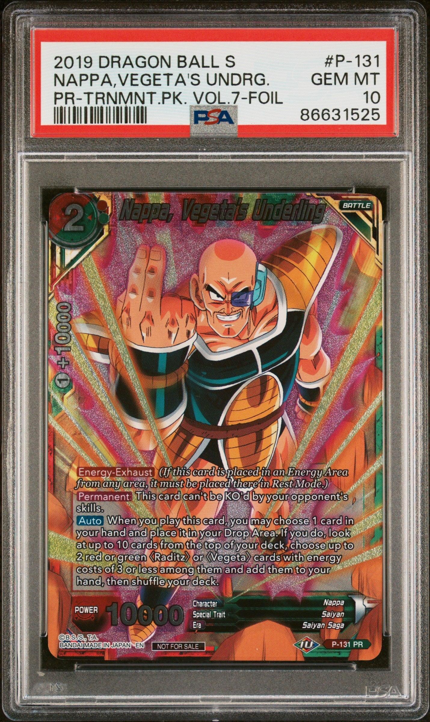2019 DRAGON BALL SUPER NAPPA,VEGETA'S UNDRG. #P-131 - PSA 10