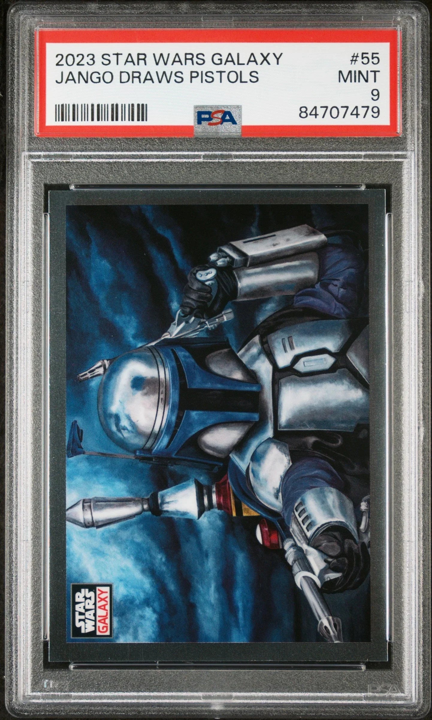 2023 TOPPS CHROME STAR WARS GALAXY JANGO DRAWS PISTOLS #55 - PSA 9