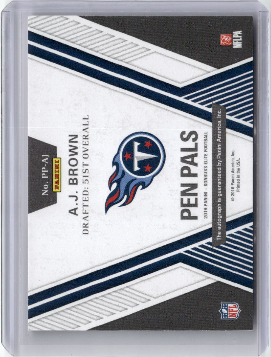 2019 Panini Donruss Elite Pen Pals AJ Brown #PP-AJ Autograph Rookie RC Football Card