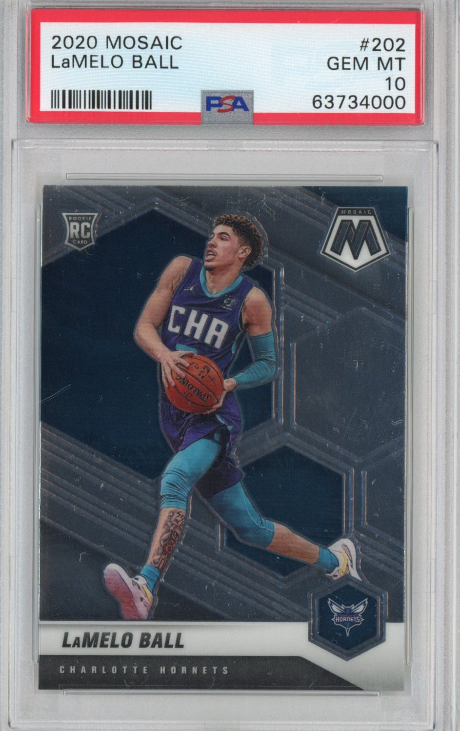 Graded 2020-21 Panini Mosaic LaMelo Ball #202 Rookie RC Basketball