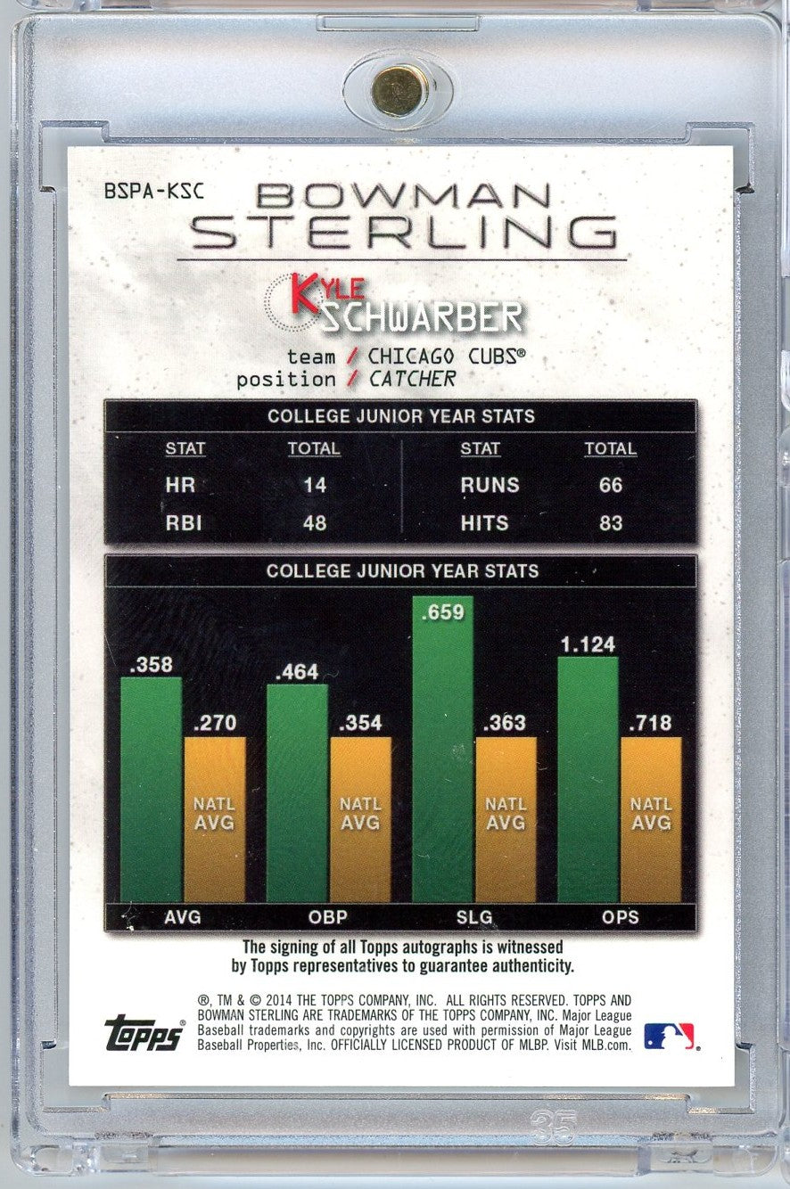 2014 Bowman Sterling Kyle Schwarber #BSPA-KSC Auto Rookie RC Baseball Card