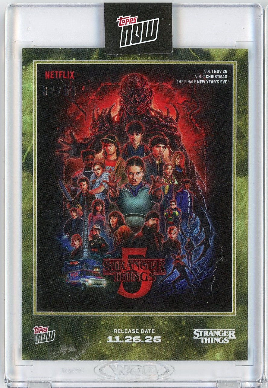 2025 Topps Now Stranger Things #STRA Gold /50 Season 5 Cover Art Card