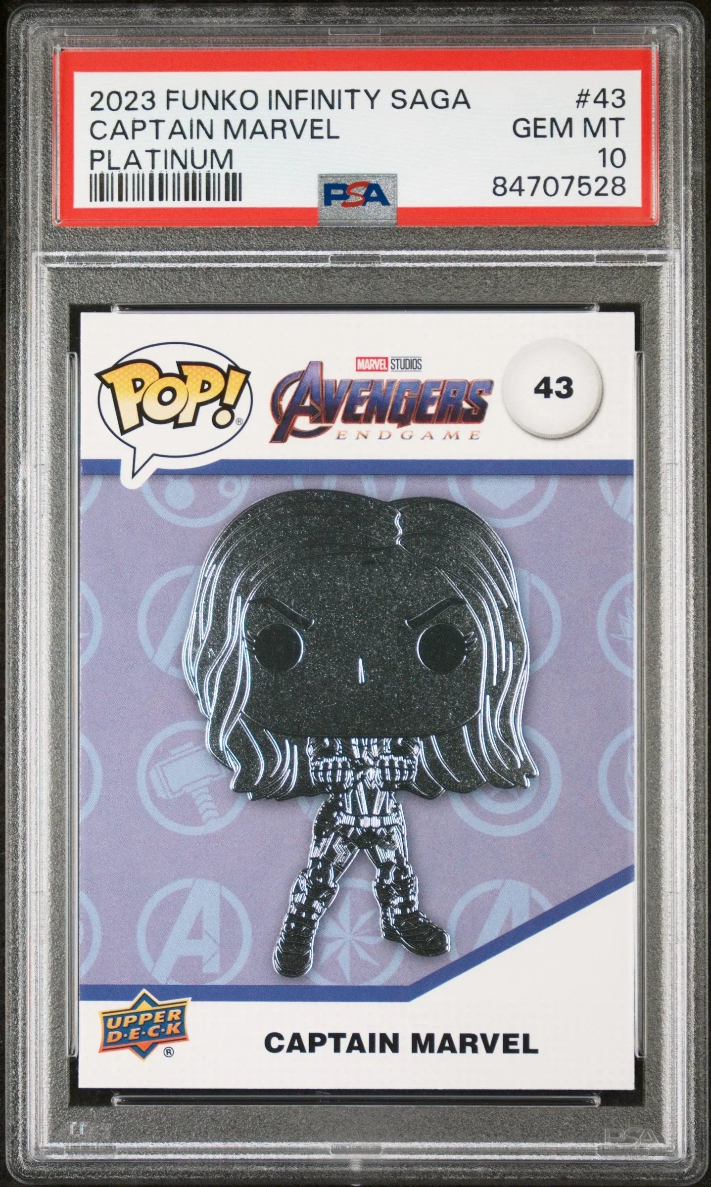 2023 UPPER DECK FUNKO POP MARVEL CAPTAIN MARVEL PLATINUM #43 PSA 10