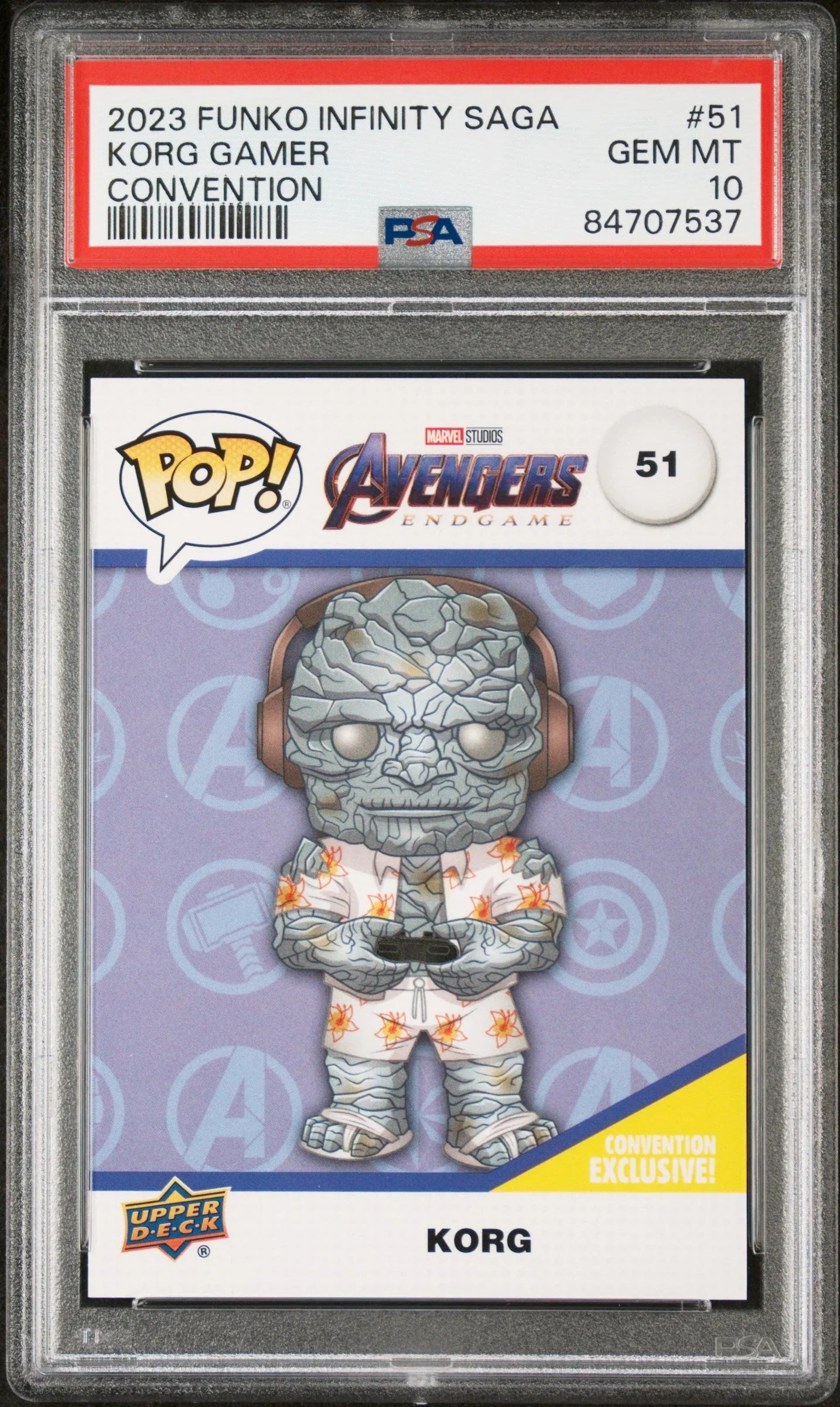 2023 UPPER DECK FUNKO POP MARVEL KORG GAMER CONVENTION #51 PSA 10