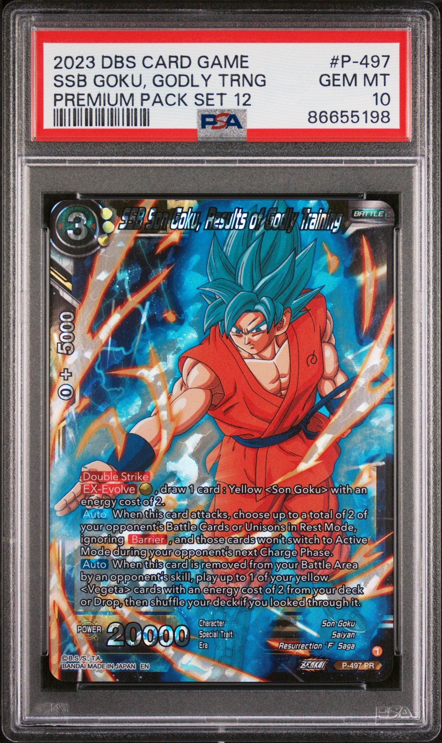 2023 DRAGON BALL SUPER 1 WILD RESURGENCE 12 SSB GOKU, GODLY TRNG #P-497 - PSA 10