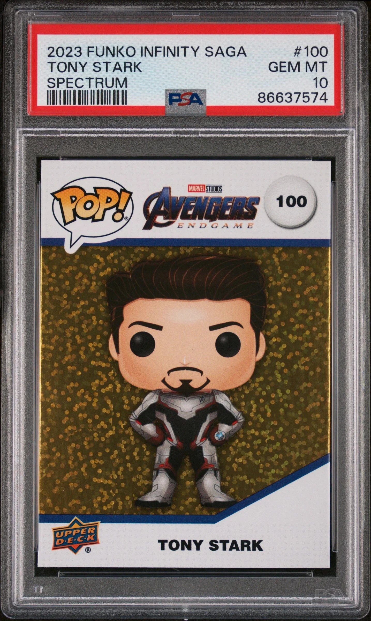 2023 UPPER DECK FUNKO POP MARVEL TONY STARK SPECTRUM #100 PSA 10
