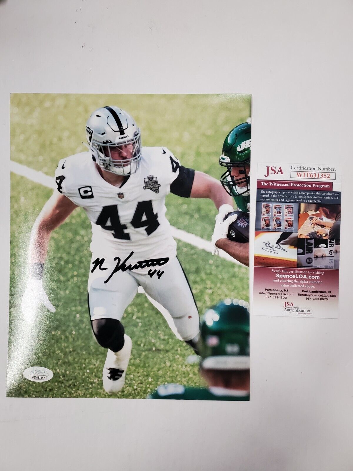 Oakland Raiders Nick Kwiatkoski Autographed 8X10 Photo Jsa Coa