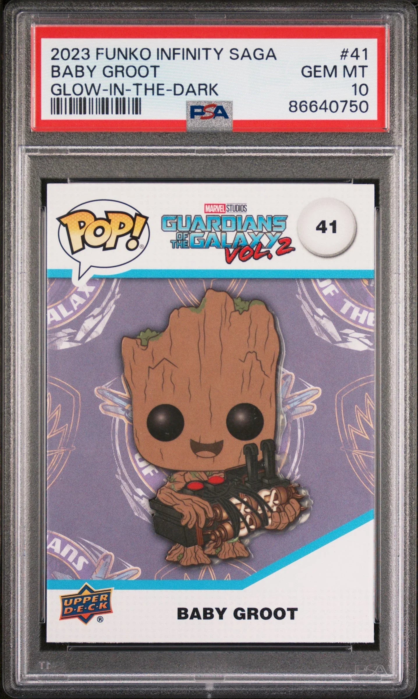 2023 UPPER DECK FUNKO POP MARVEL BABY GROOT GLOWINTHEDARK #41 PSA 10