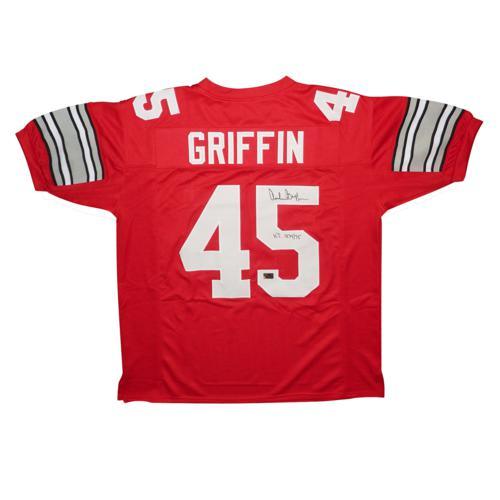 Archie Griffin Autographed Ohio State Buckeyes (Scarlet #45) Custom Jersey w/ "H.T. 1974/75" - Beckett