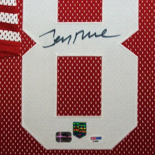 Jerry Rice Autographed San Francisco 49ers (Red #80) Deluxe Framed Jersey - PSADNA
