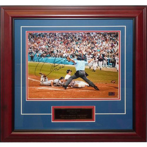 Sid Bream Autographed Atlanta Braves (NLCS Slide) Deluxe Framed 11x14 Photo w/ "The Slide"