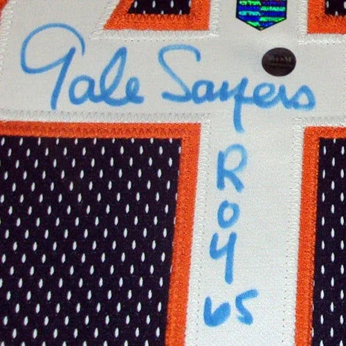 Gale Sayers Autographed Chicago Bears (Blue #40) Deluxe Framed Jersey w/ "ROY 65"