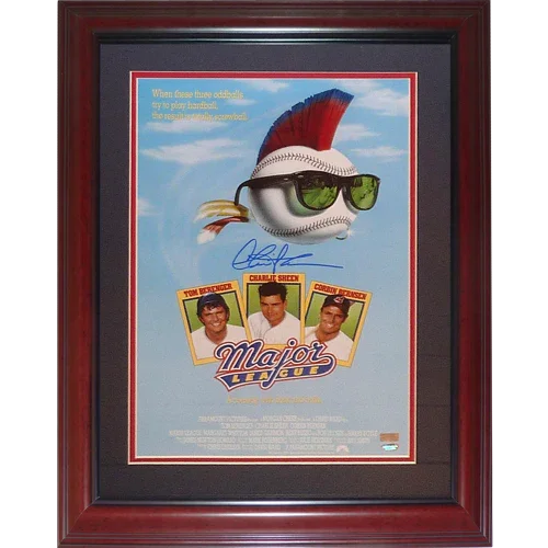 Charlie Sheen Autographed Major League Deluxe Framed 11"x17" Movie Poster - Schwartz