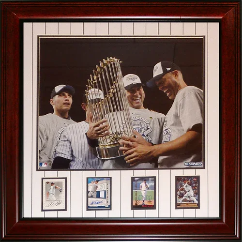 Derek Jeter, Andy Pettitte, Jorge Posada And Mariano Rivera Autographed New York Yankees (Core Four) Deluxe Framed Baseball Card Piece - JSA
