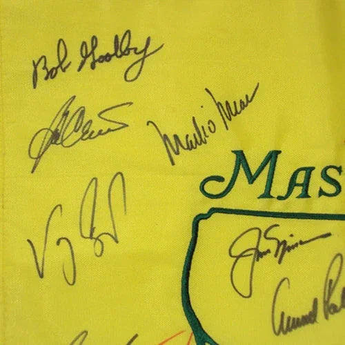 Masters Golf Pin Flag Autographed by 16 Former Champions #18