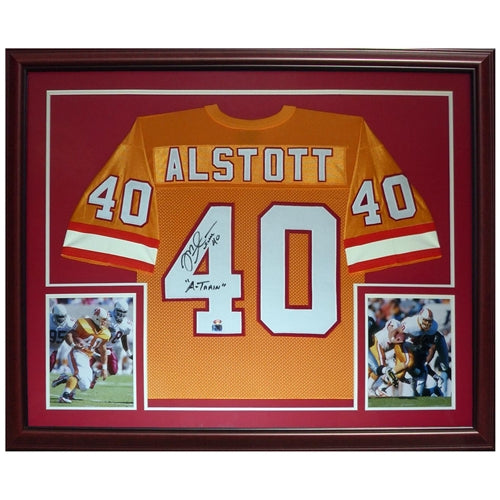 Mike Alstott Autographed Tampa Bay Buccaneers (Throwback Creamsicle #40) Deluxe Framed Jersey - Beckett