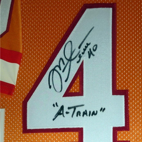 Mike Alstott Autographed Tampa Bay Buccaneers (Throwback Creamsicle #40) Deluxe Framed Jersey - Beckett