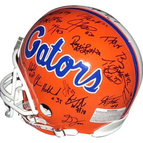 2006 Florida Gators National Championship Team and Urban Meyer Autographed Florida Gators Pro Line Helmet - 44 Signatures