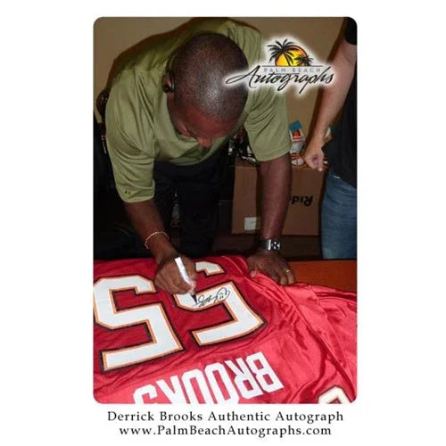 Derrick Brooks Autographed Tampa Bay Buccaneers (Red #55) Custom Jersey - Beckett