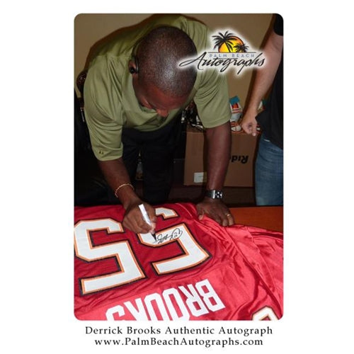 Derrick Brooks Autographed Tampa Bay Buccaneers (Red #55) Custom Jersey - JSA
