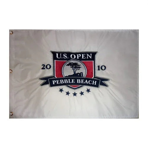 2010 U.S. Open Pebble Beach (White Embroidered) Unsigned Golf Pin Flag - Graeme McDowell Champion
