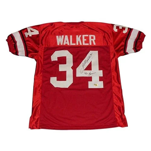 Herschel Walker Autographed Georgia Bulldogs (Red #34) Custom Jersey w/ "82 Heisman"