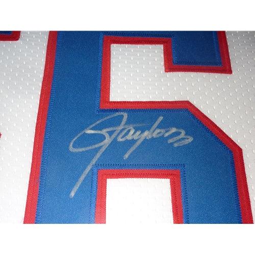 Lawrence Taylor Autographed New York Giants (White #56) Deluxe Framed Jersey - JSA