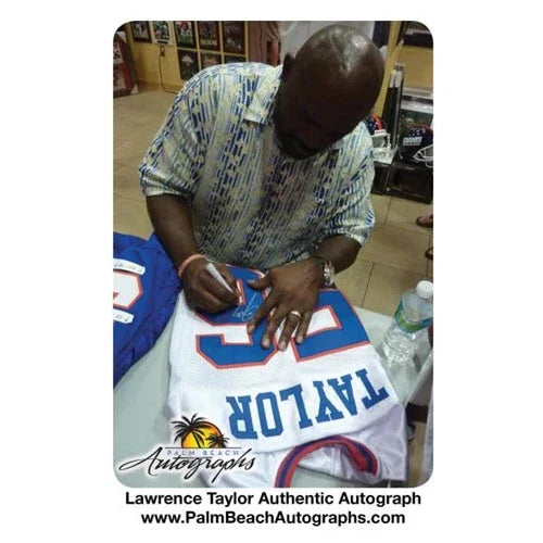 Lawrence Taylor Autographed New York Giants (White #56) Deluxe Framed Jersey - JSA